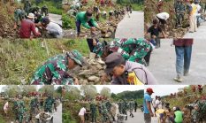 Pemasangan Berem Jalan Terus Dikebut Satgas TMMD Ke 127 Kodim 0808/Blitar Bersama Warga