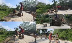 Wujud Babinsa Kebonduren Bersama Warga Kerja Bakti Pasang Dinding Pembatas Jembatan Perintis Garuda Kali Complang