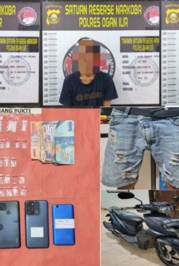 PERANGI NARKOBA, SATRESNARKOBA POLRES OGAN ILIR AMANKAN TIGA TERDUGA PENGEDAR SABU DI TANJUNG RAJA, OGAN ILIR