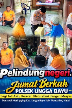Polsek Lingga Bayu Gelar Jumat Berkah, Salurkan Tali Asih kepada Warga Desa Aek Garingging